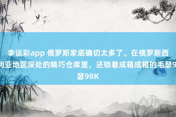 幸运彩app 俄罗斯家底确切太多了。在俄罗斯西伯利亚地区深处的精巧仓库里，还锁着成箱成箱的毛瑟98K