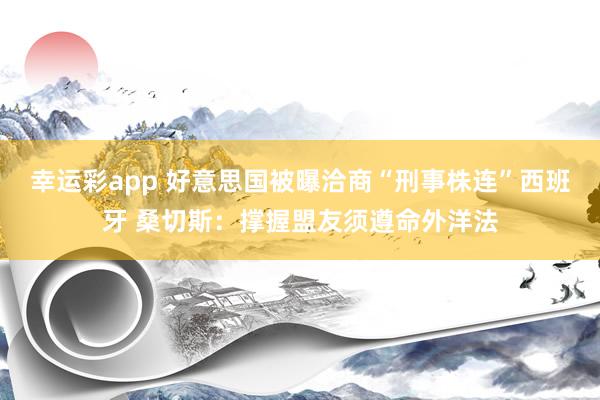 幸运彩app 好意思国被曝洽商“刑事株连”西班牙 桑切斯：撑握盟友须遵命外洋法