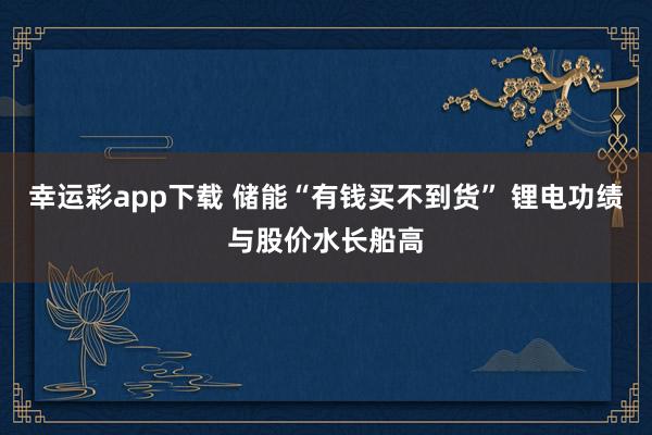 幸运彩app下载 储能“有钱买不到货” 锂电功绩与股价水长船高