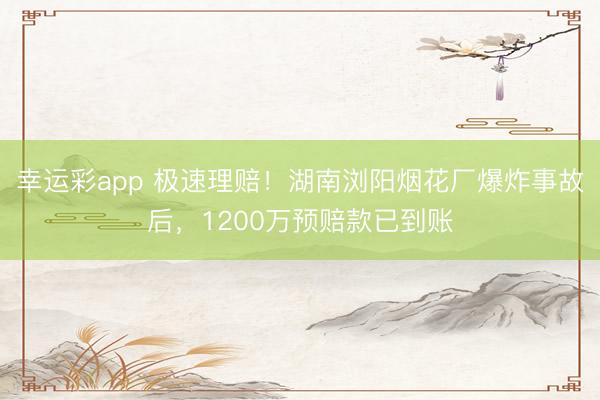 幸运彩app 极速理赔！湖南浏阳烟花厂爆炸事故后，1200万预赔款已到账